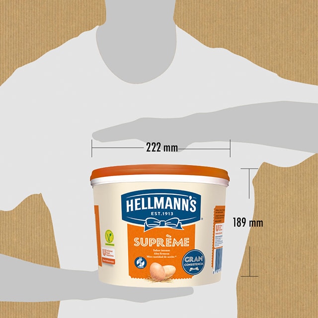 Hellmann’s Gran Consistencia mayonesa cubo 5L - Hellmann’s Supreme 5L, con un 77% de aceite, aporta volumen y gran consistencia a tus platos
